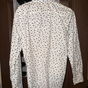 Abercrombie & Fitch White Button-Down Shirt with Blue Floral Print